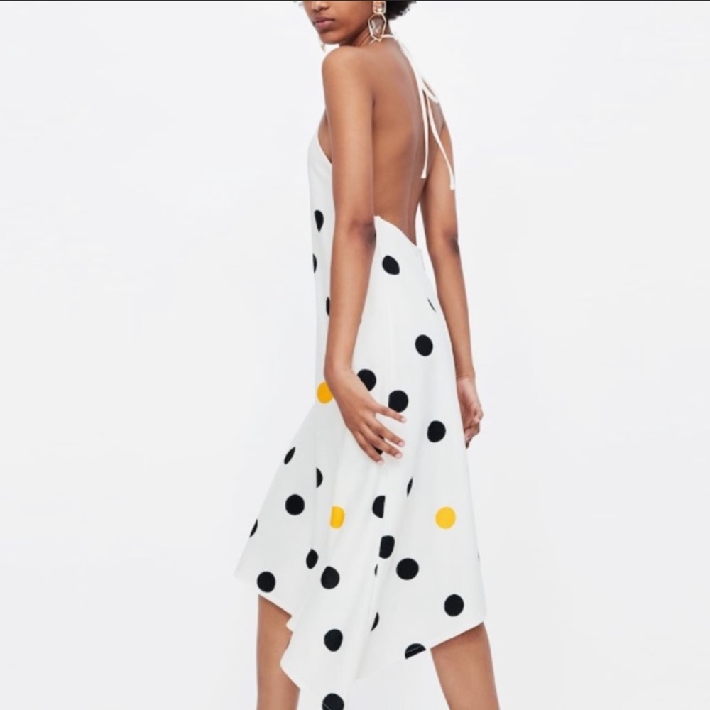 Zara Polka dot Asymmetrical dress
